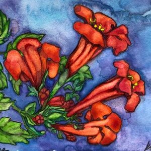 “Trumpet Vine” Watercolor Notecard